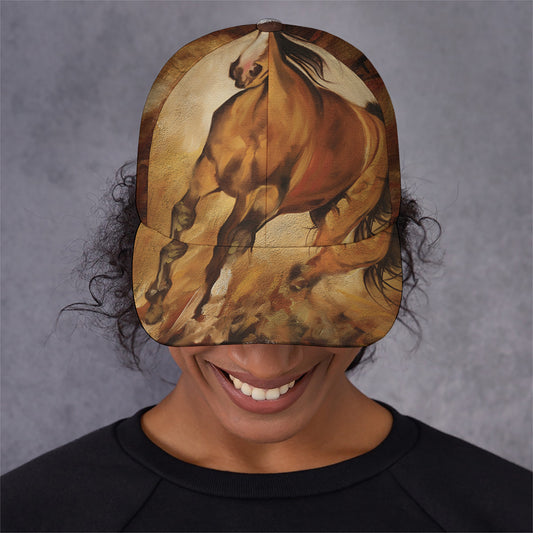 Brown Horse Painting Print Baseball Cap