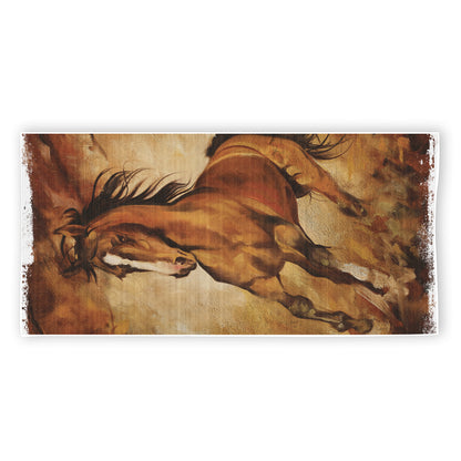 Brown Horse Painting Print Beach Towel