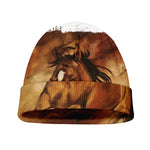 Brown Horse Painting Print Beanie