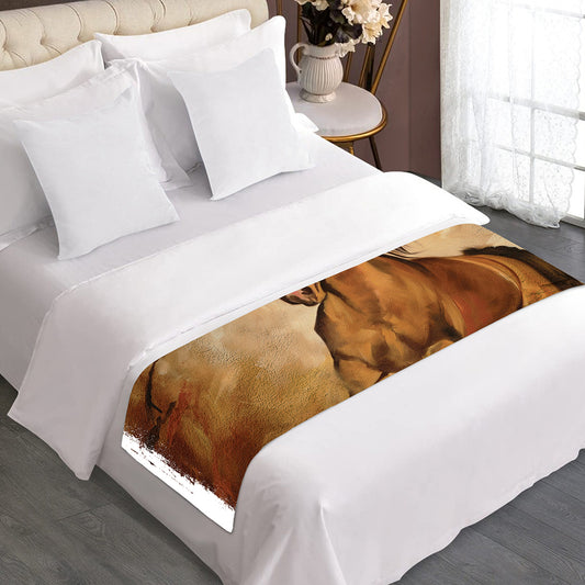 Brown Horse Painting Print Bed Runner