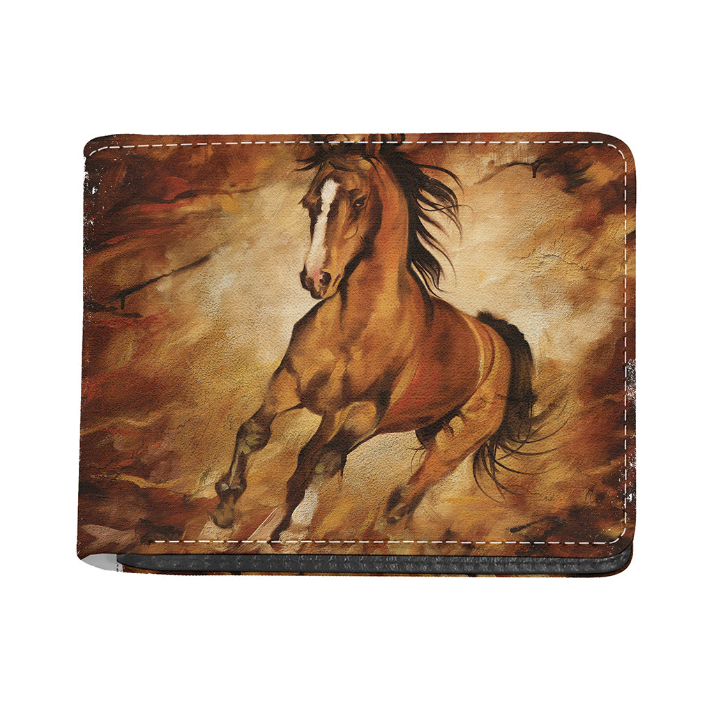 Brown Horse Painting Print Bifold Wallet