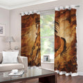 Brown Horse Painting Print Dimout Grommet Curtains
