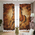 Brown Horse Painting Print Dimout Pencil Pleat Curtains