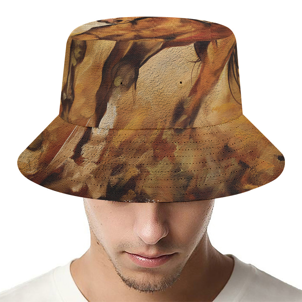 Brown Horse Painting Print Bucket Hat