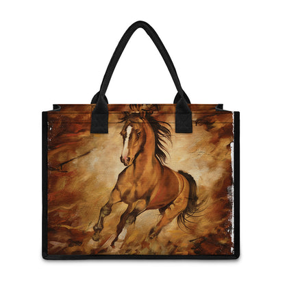 Brown Horse Painting Print Canvas Tote Bag