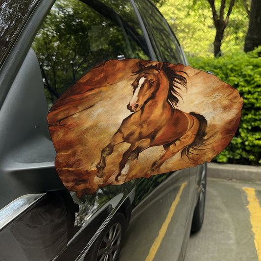 Brown Horse Painting Print Car Side Mirror Covers