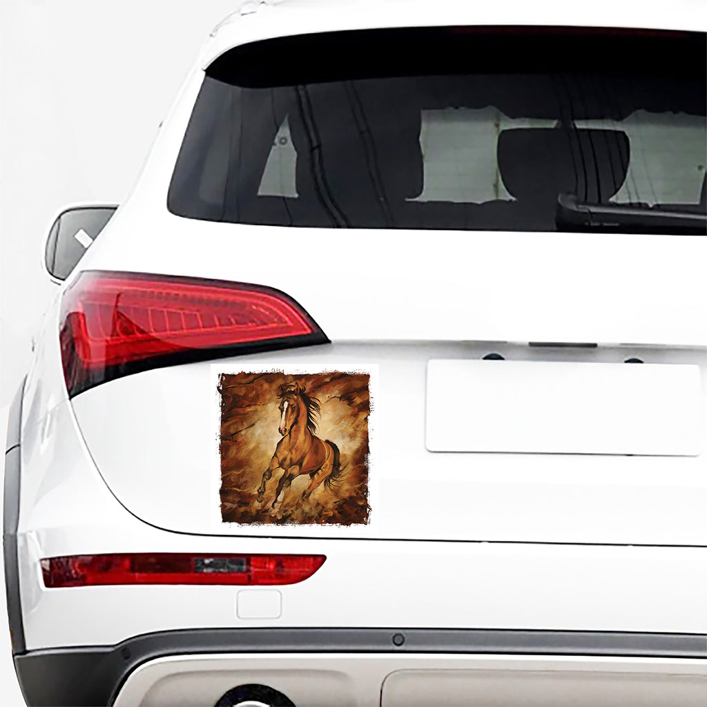 Brown Horse Painting Print Car Sticker