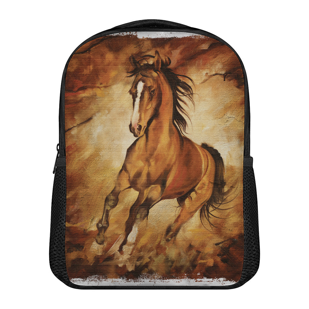 Brown Horse Painting Print Casual Backpack