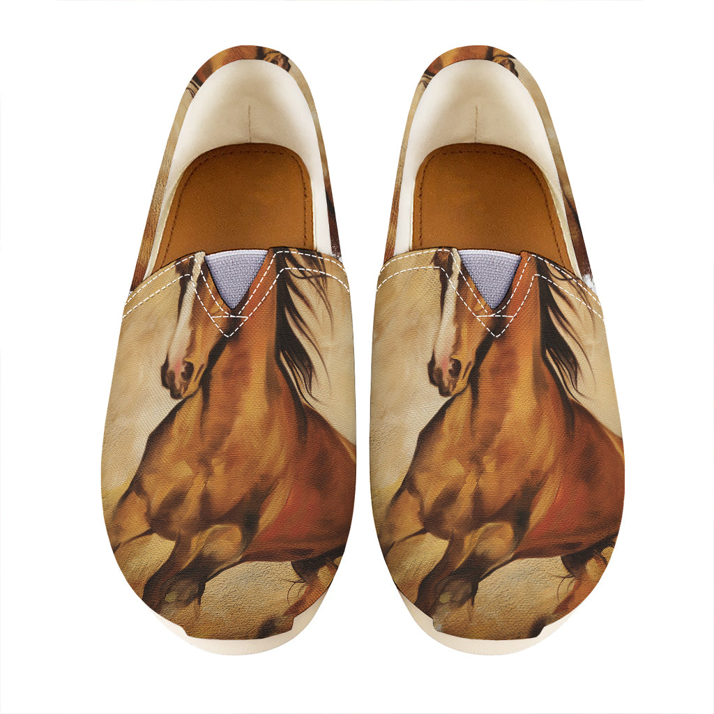 Brown Horse Painting Print Casual Shoes