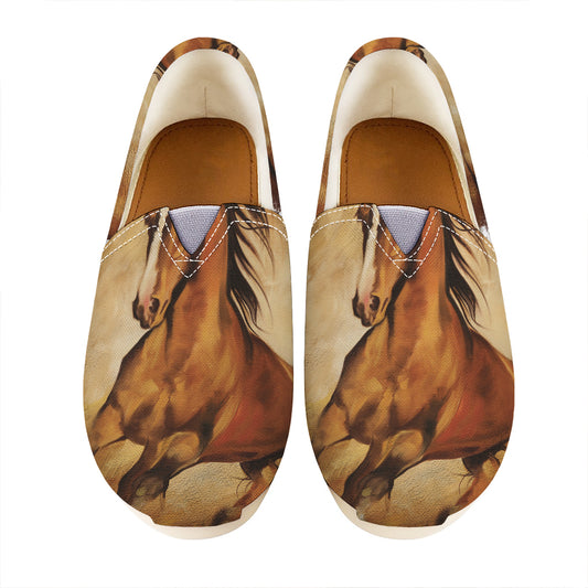 Brown Horse Painting Print Casual Shoes
