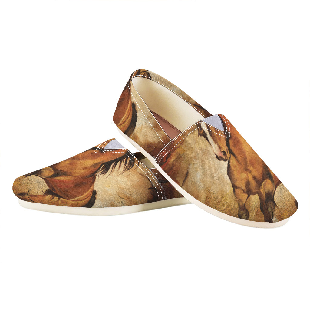 Brown Horse Painting Print Casual Shoes