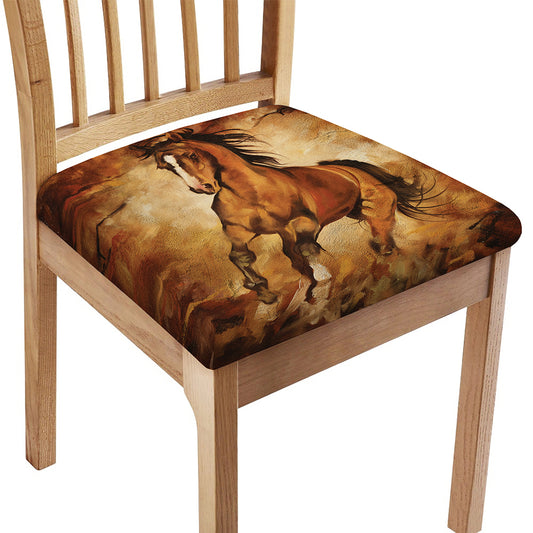 Brown Horse Painting Print Chair Cushion Cover