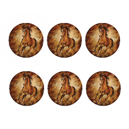 Brown Horse Painting Print Coaster Set