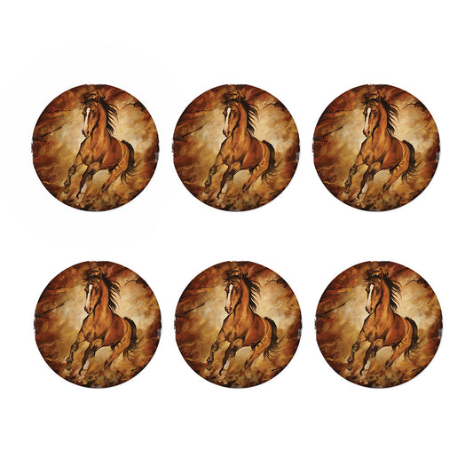 Brown Horse Painting Print Coaster Set