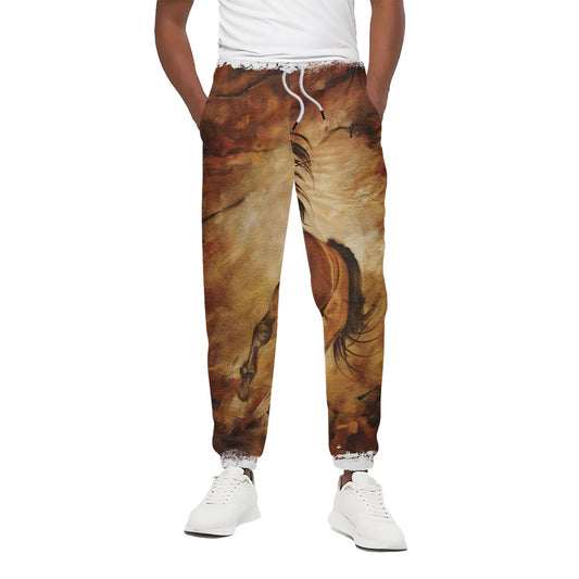 Brown Horse Painting Print Cotton Pants
