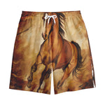 Brown Horse Painting Print Cotton Shorts