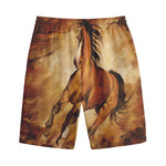 Brown Horse Painting Print Cotton Shorts