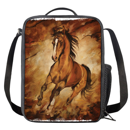 Brown Horse Painting Print Crossbody Lunch Bag