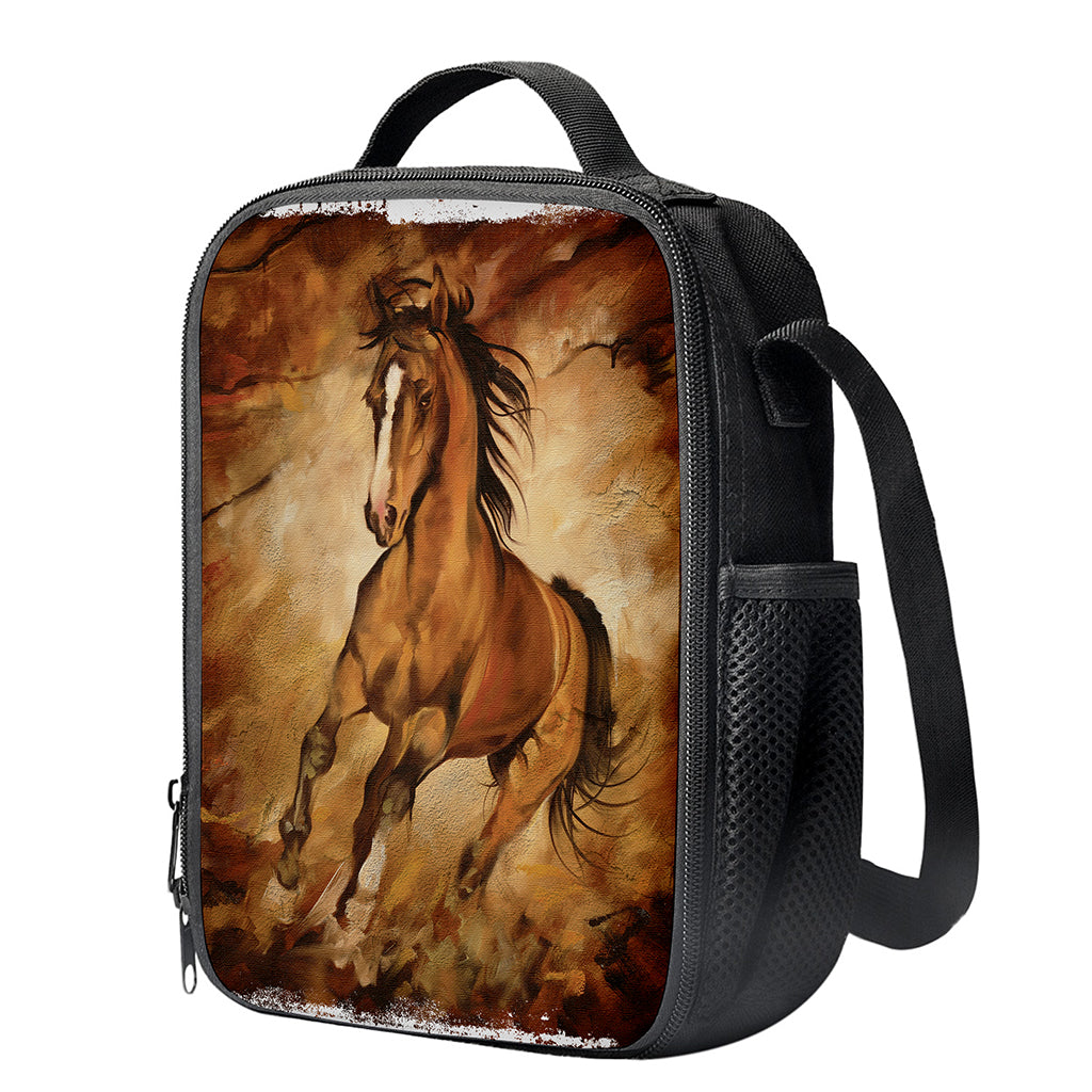 Brown Horse Painting Print Crossbody Lunch Bag