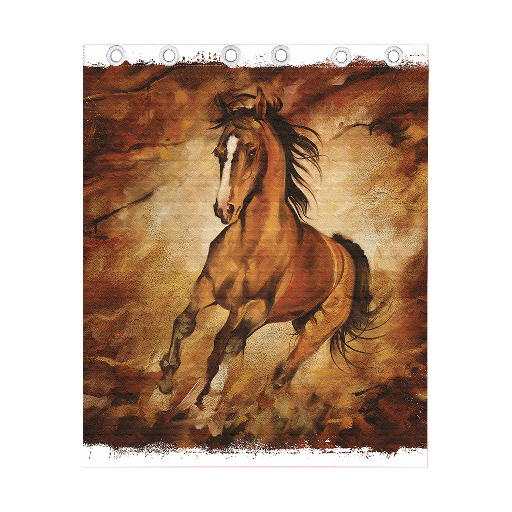 Brown Horse Painting Print Curtain