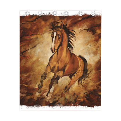Brown Horse Painting Print Curtain