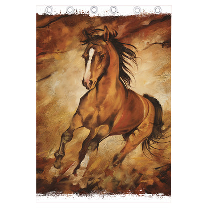 Brown Horse Painting Print Curtain
