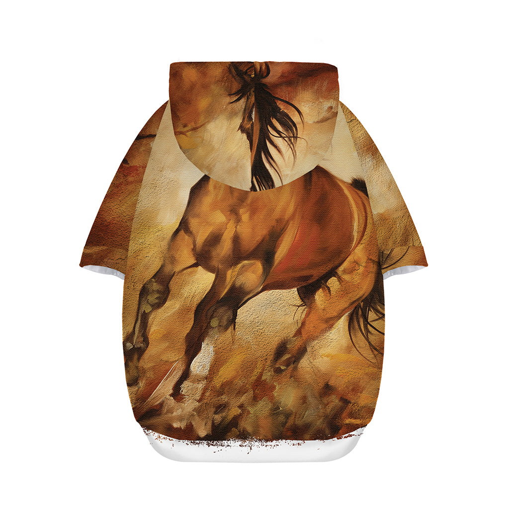Brown Horse Painting Print Dog Zip Up Hoodie