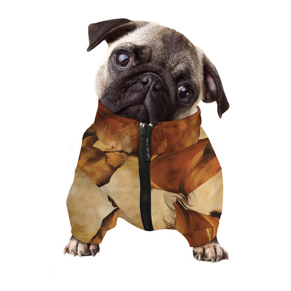 Brown Horse Painting Print Dog Zip Up Jacket