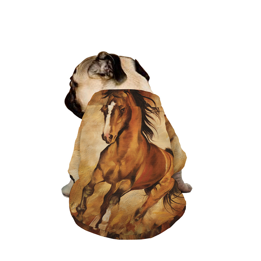 Brown Horse Painting Print Dog Zip Up Jacket