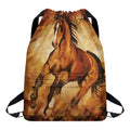 Brown Horse Painting Print Drawstring Backpack