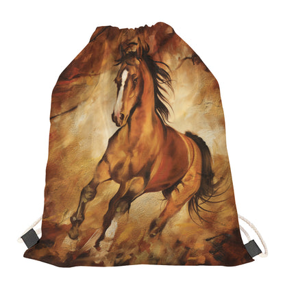 Brown Horse Painting Print Drawstring Bag
