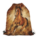 Brown Horse Painting Print Drawstring Bag