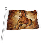 Brown Horse Painting Print Flag