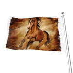 Brown Horse Painting Print Flag