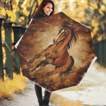 Brown Horse Painting Print Foldable Umbrella