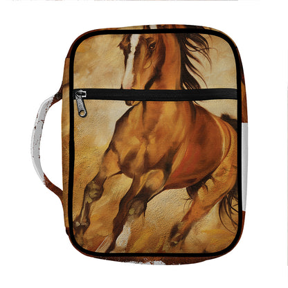 Brown Horse Painting Print Front Pocket Bible Bag