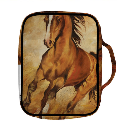 Brown Horse Painting Print Front Pocket Bible Bag