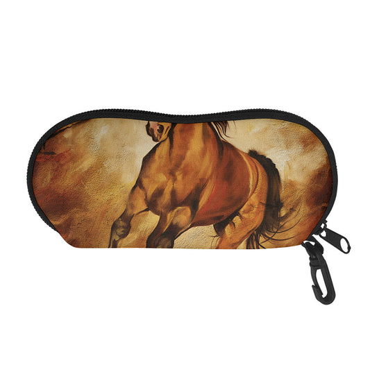 Brown Horse Painting Print Glasses Case