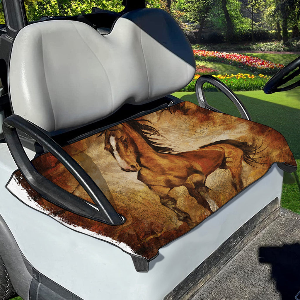 Brown Horse Painting Print Golf Cart Seat Cover