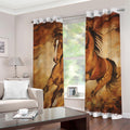 Brown Horse Painting Print Grommet Curtains