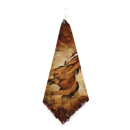 Brown Horse Painting Print Hand Towel