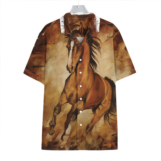 Brown Horse Painting Print Hawaiian Shirt