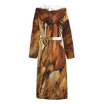 Brown Horse Painting Print Hooded Bathrobe