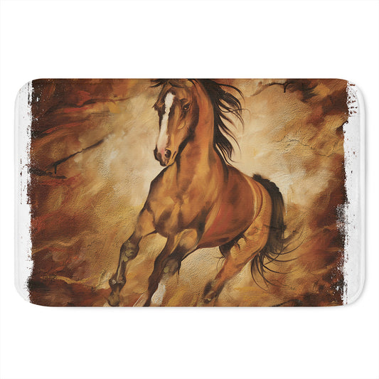 Brown Horse Painting Print Indoor Door Mat