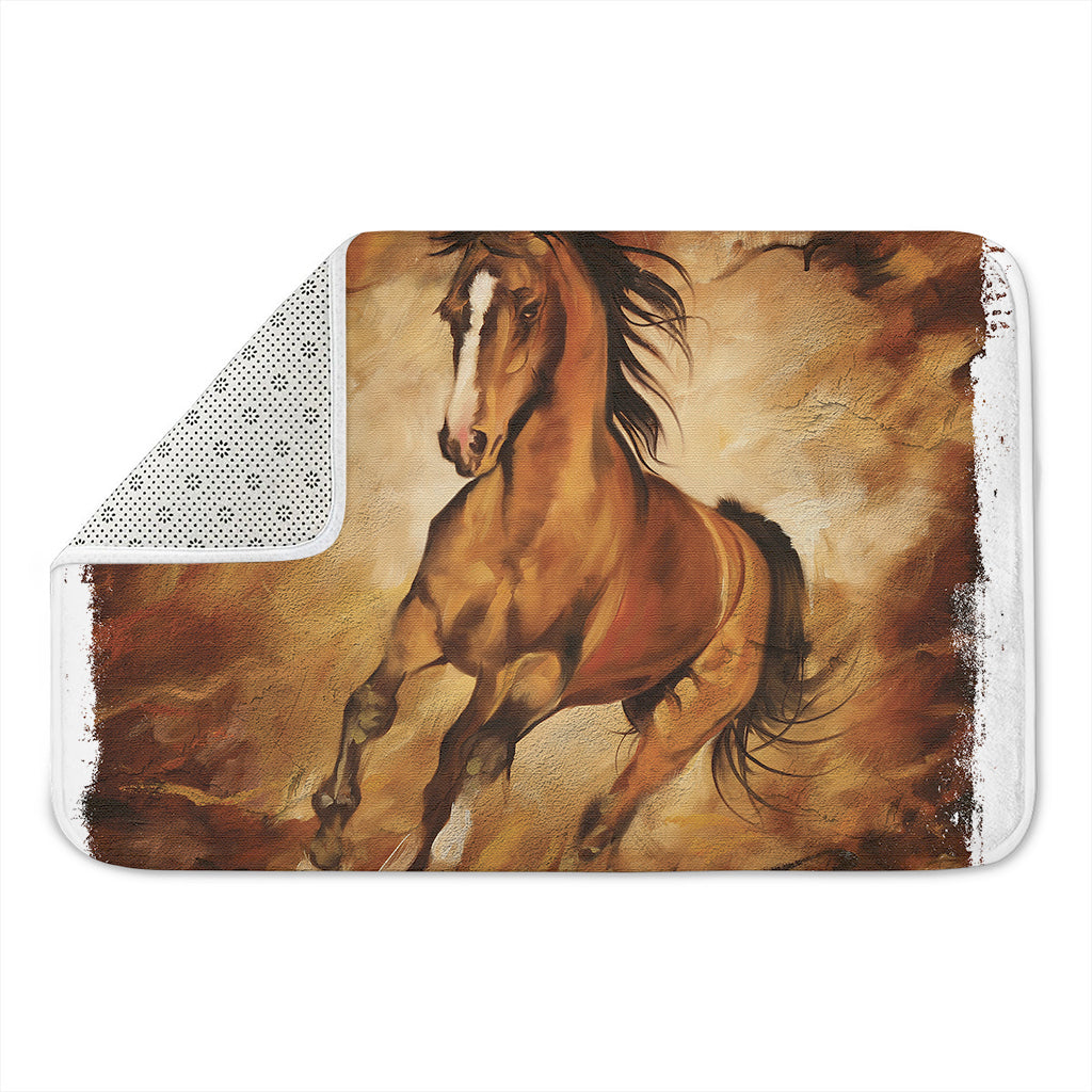 Brown Horse Painting Print Indoor Door Mat