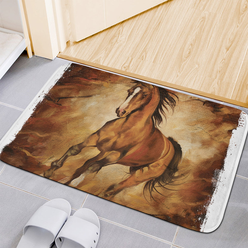 Brown Horse Painting Print Indoor Door Mat