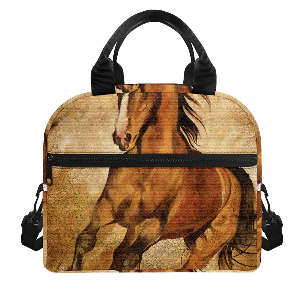 Brown Horse Painting Print Insulated Lunch Bag