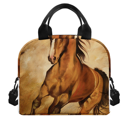 Brown Horse Painting Print Insulated Lunch Bag
