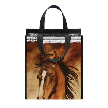 Brown Horse Painting Print Insulated Lunch Tote
