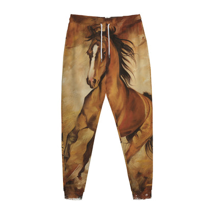 Brown Horse Painting Print Jogger Pants